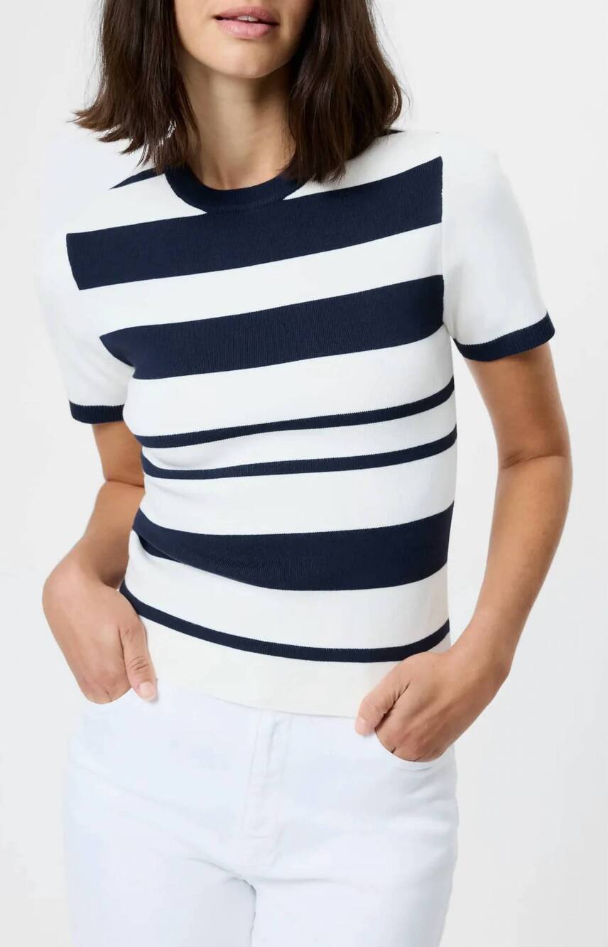 NEW FRENCH CONNECTION maxime knit striped top in white